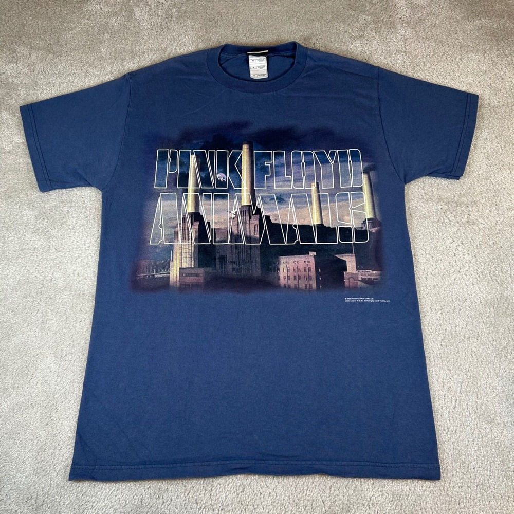 Vintage Liquid Blue Pink Floyd Animals T-Shirt Mens M Blue 2002 Graphic Band Tee
